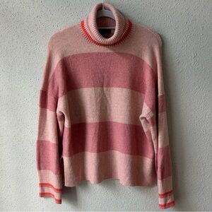 J. crew pink striped turtleneck sweater medium